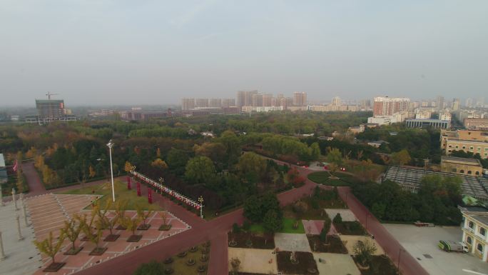 许昌中原花木博览园植被造型航拍推近