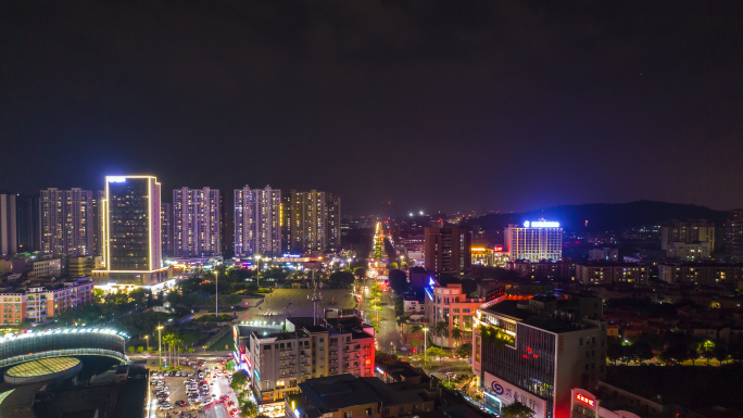 顺德龙江最繁华商业圈盈信广场航拍夜景