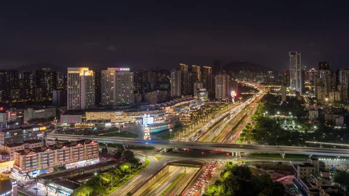 珠海华发商都商圈夜景4K大范围移动延时