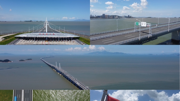 港珠澳大桥4K晴天震撼航拍