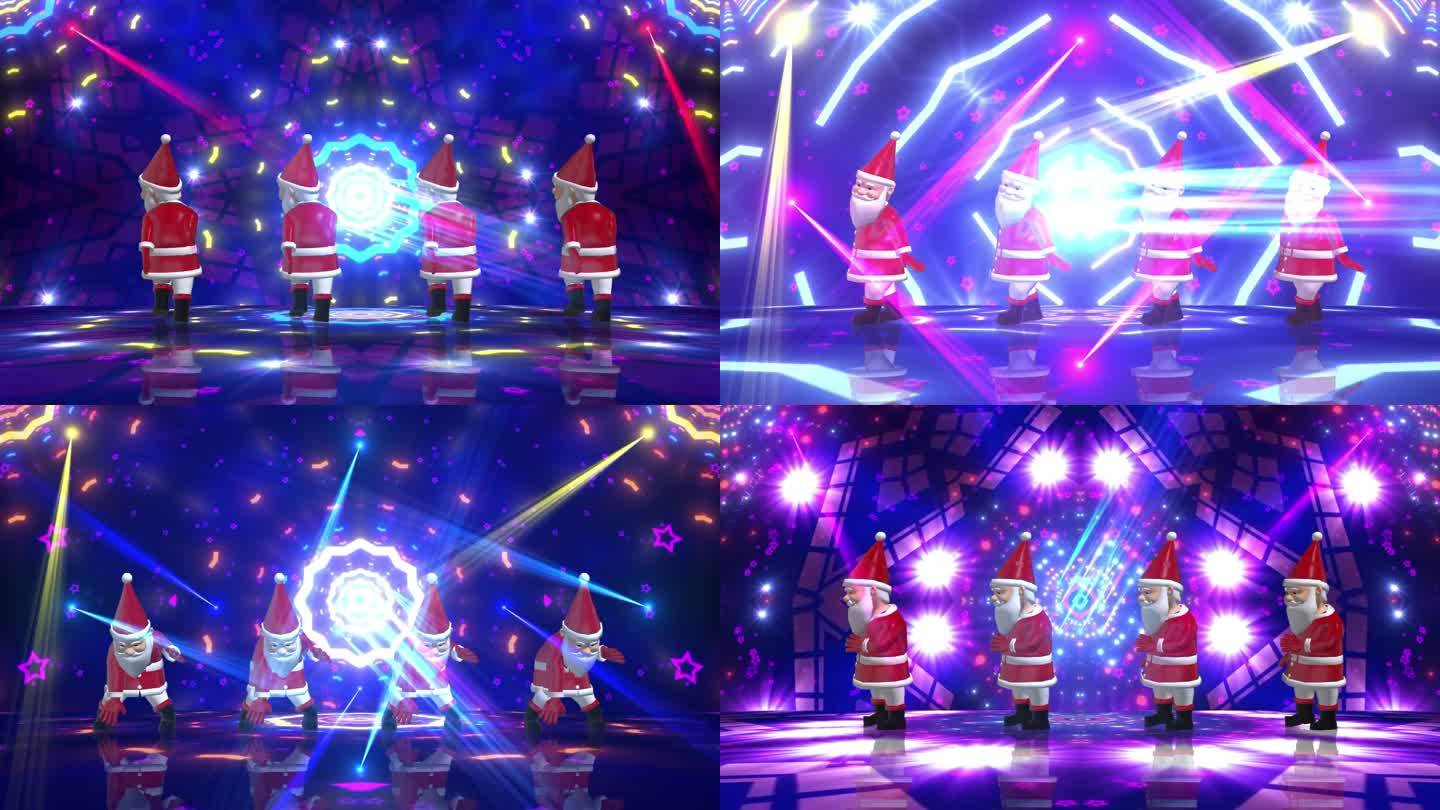 圣诞狂欢夜圣诞老人跳舞灯光背景