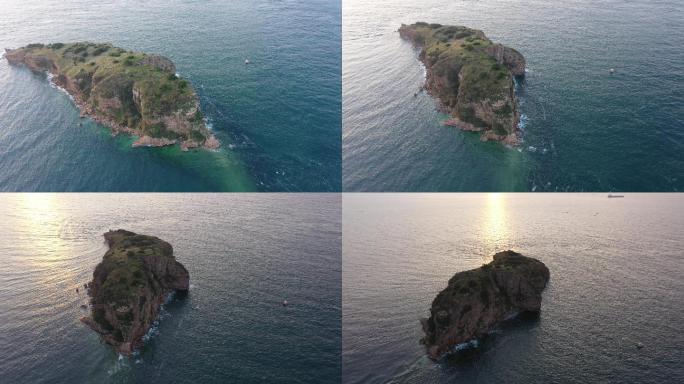 大连棒棰岛岛屿滨海海岸清晨逆光