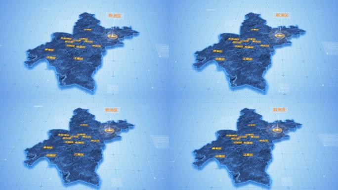 湖北武汉新洲区三维地图科技感ae模板