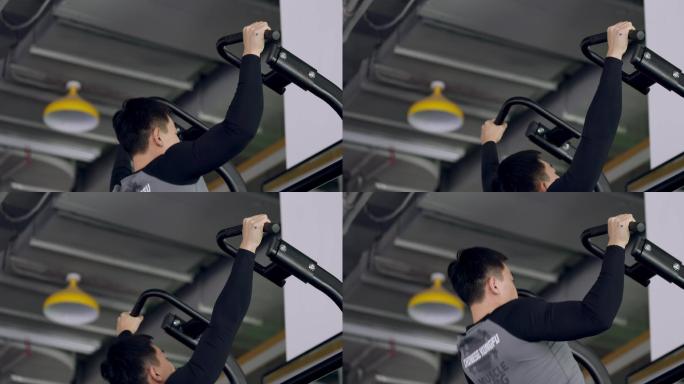 【8K正版素材】运动健身房引体向上仰拍