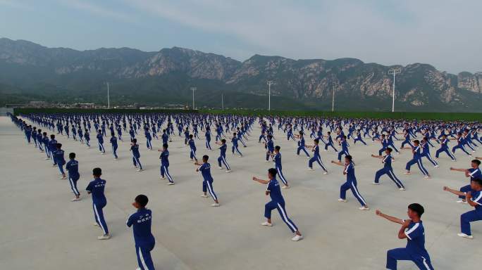 少林鹅坡武术专修院学生练武大全景