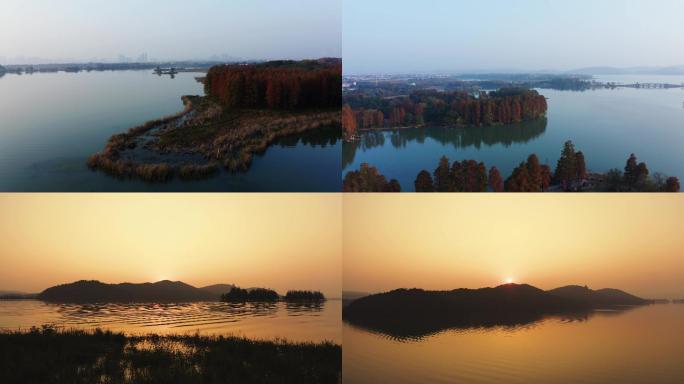 武汉东湖落雁景区夕阳景色