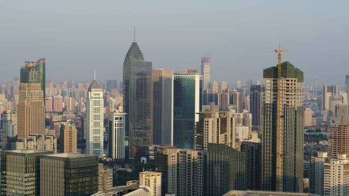 4k长焦航拍武汉城市高楼