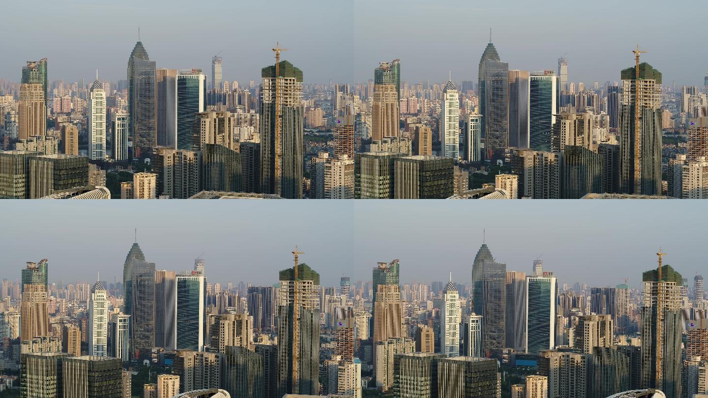 4k长焦航拍武汉城市高楼