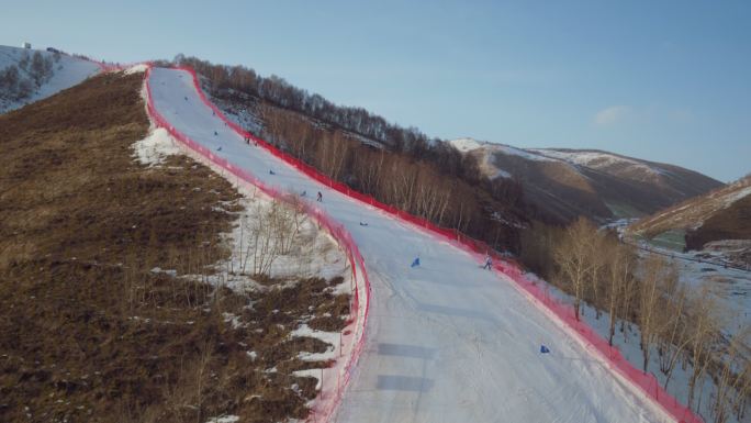 航拍张家口崇礼云顶滑雪场