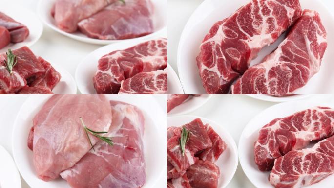 多种黑猪肉生鲜肉类合集白底4K美食素材