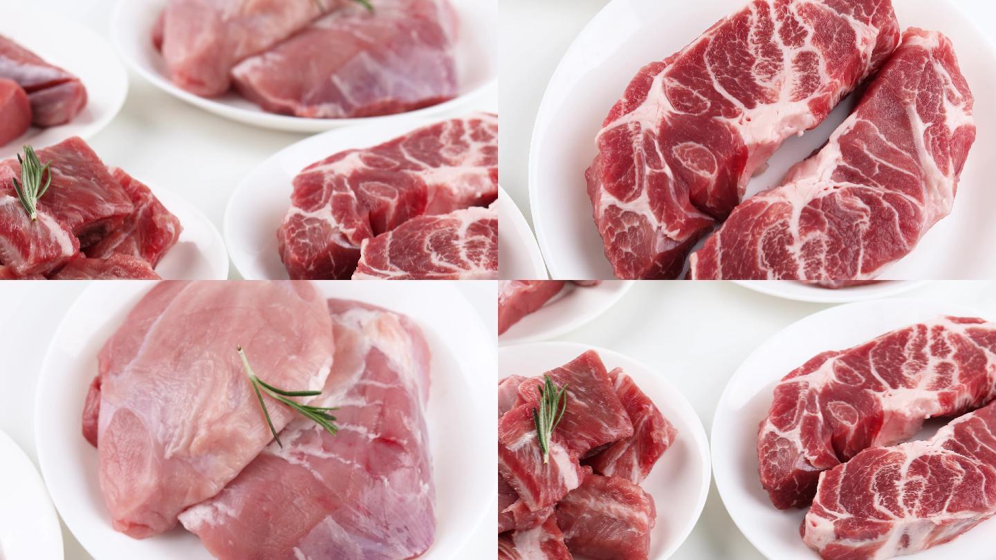 多种黑猪肉生鲜肉类合集白底4K美食素材
