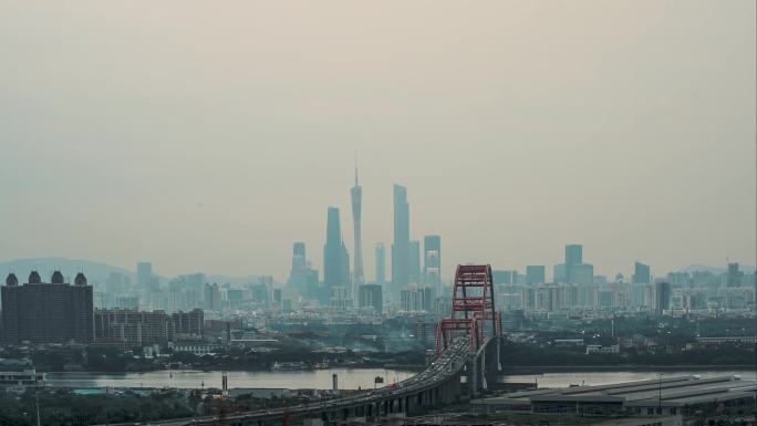 广州新光大桥珠江新城4k延时摄影