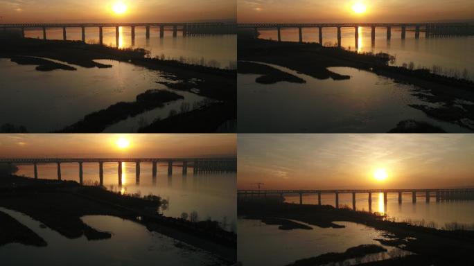 夕阳下的黄河大桥