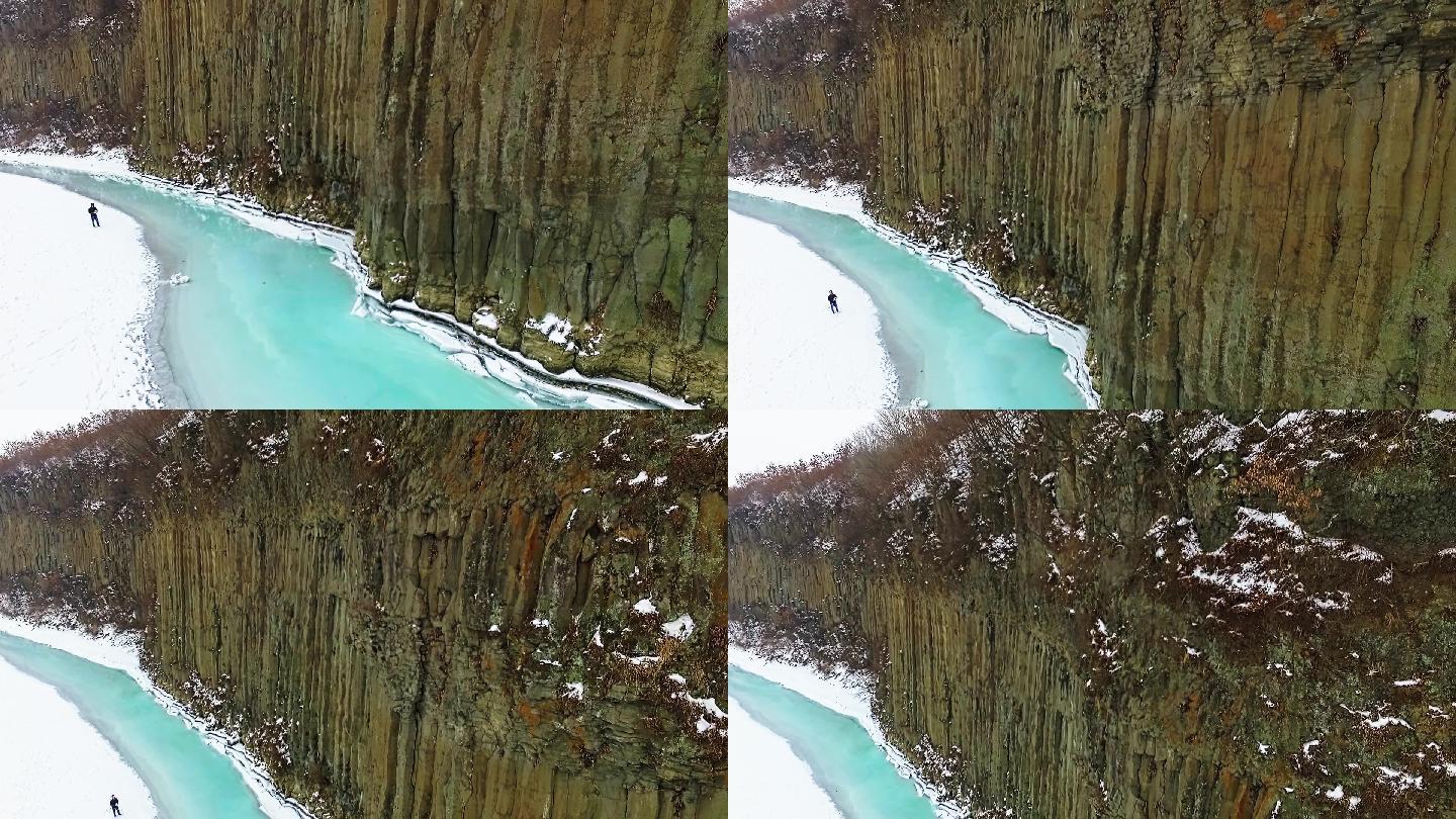 航拍火山 岩石 玄武岩 历史沧桑 变化