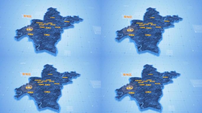 湖北武汉蔡甸区三维地图科技感ae模板