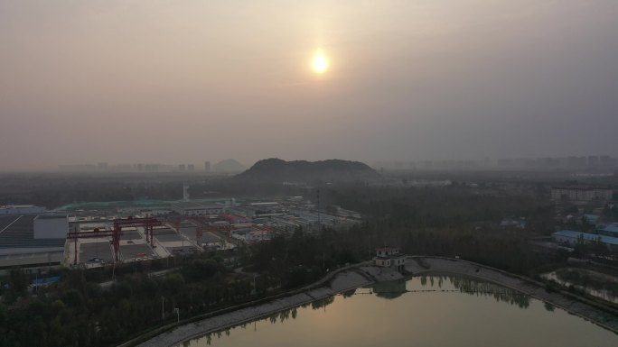 山东济南：航拍鹊山水库龙湖沉沙池