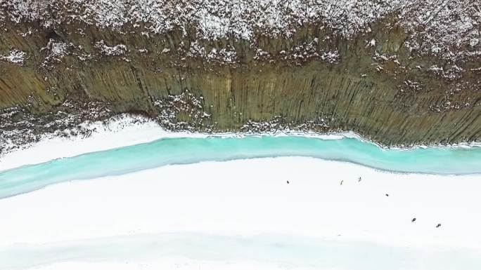 航拍火山 岩石 玄武岩 历史沧桑 变化