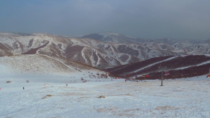 航拍张家口崇礼云顶滑雪场