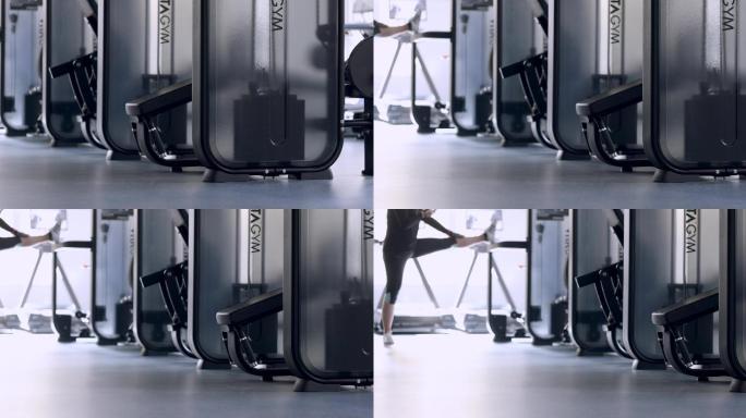 【8K正版素材】运动健身房器械拉伸中景