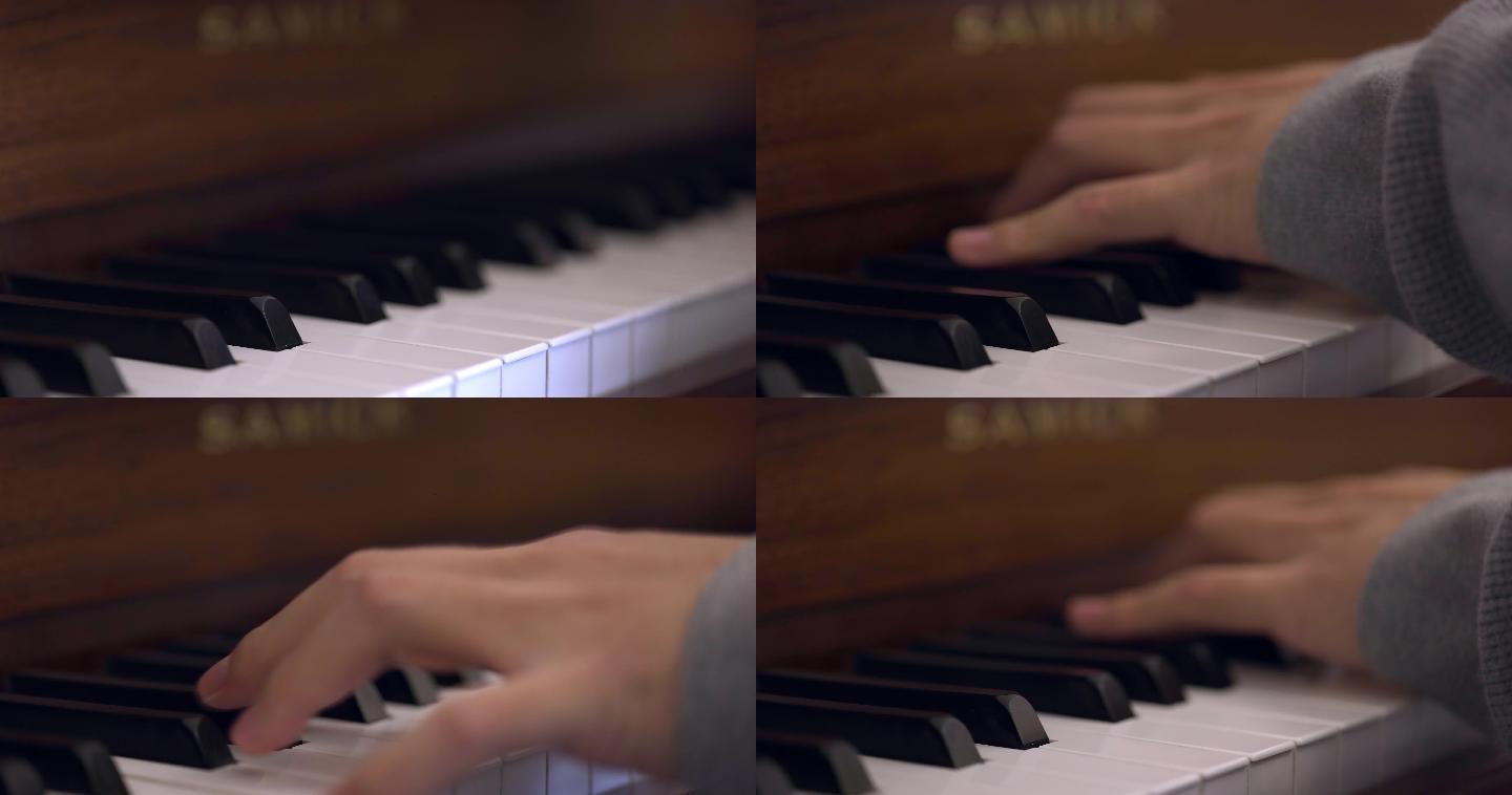 【8K正版素材】钢琴弹琴手琴键特写固定