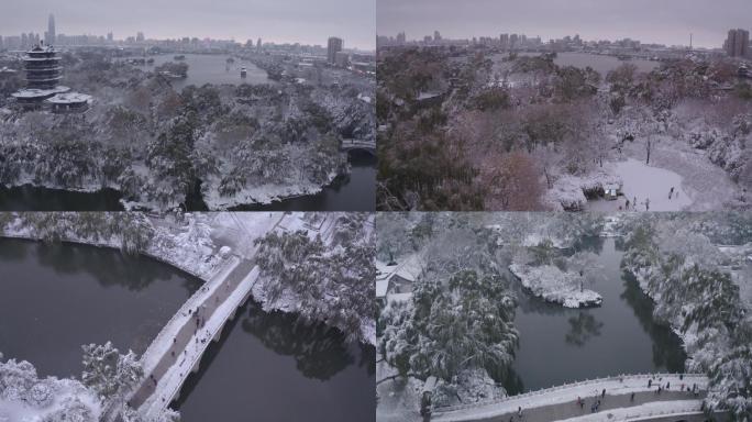 4k航拍大明湖雪景