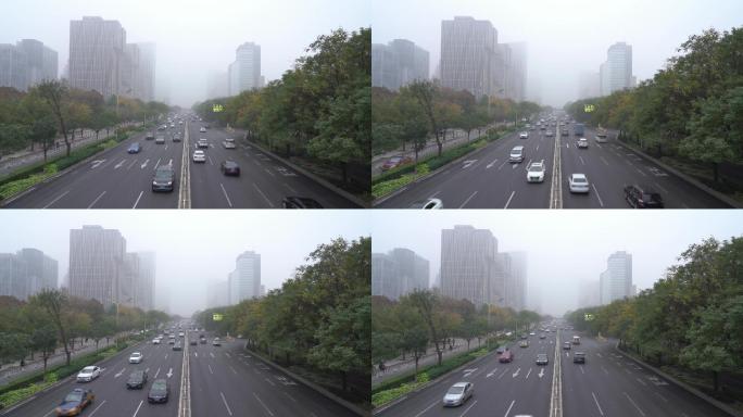 4K北京城市建国路大雾雾霾01