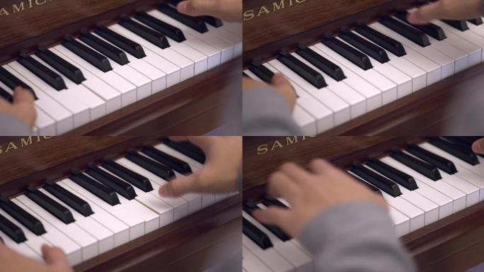 【8K正版素材】钢琴弹琴手琴键近景俯拍