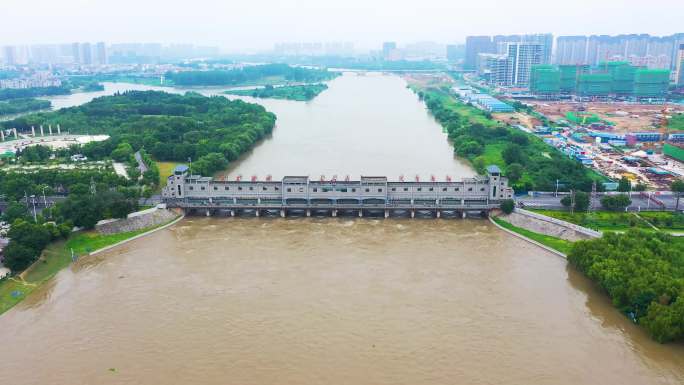 4K视频——航拍阜阳颍河闸泄洪