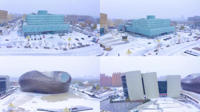 康巴什文化建筑雪景