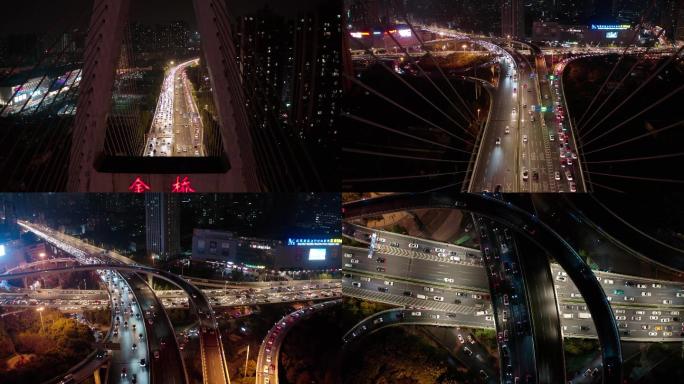 武汉金桥夜景航拍