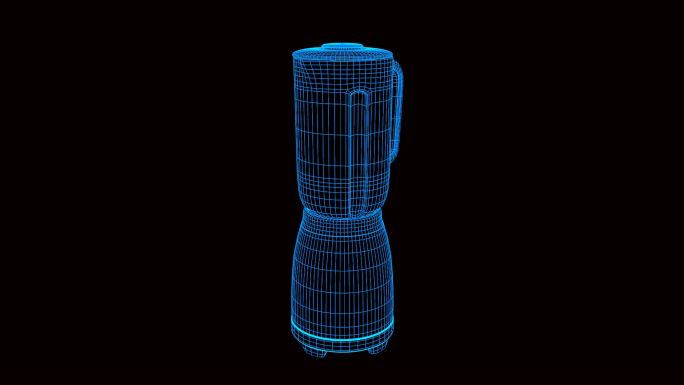 蓝色全息科技线框榨汁机动画带通道