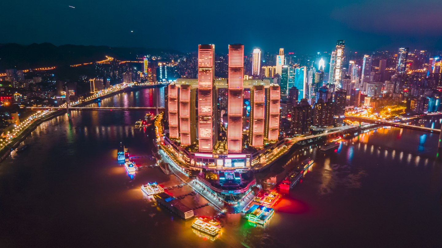 4K航拍重庆夜景最新素材