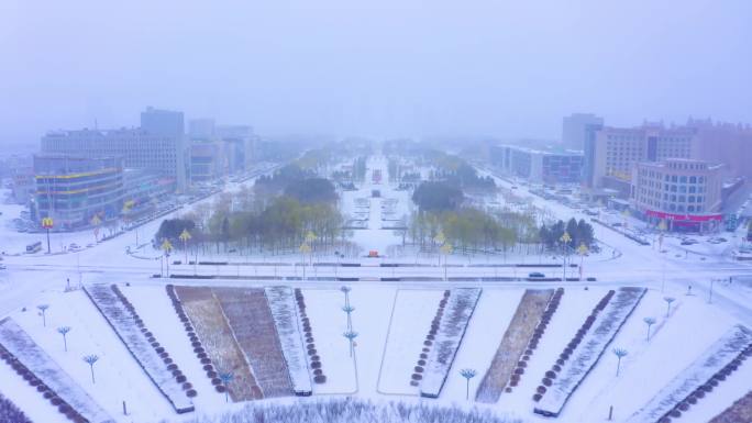 鄂尔多斯市康巴什中轴线雪景