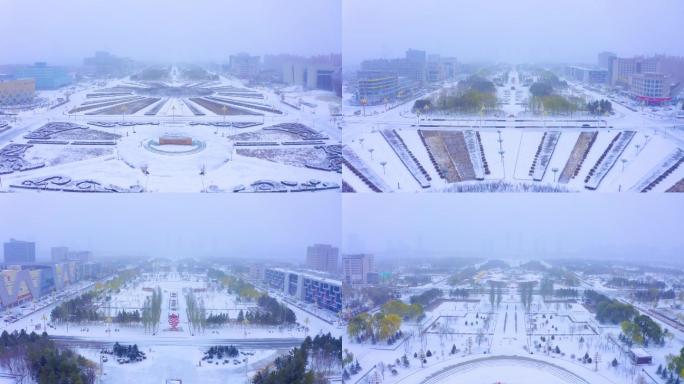 鄂尔多斯市康巴什中轴线雪景