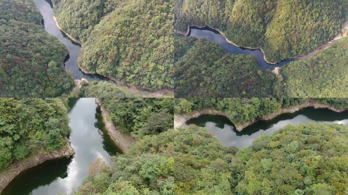 4K 大山山谷中干枯的河流水库