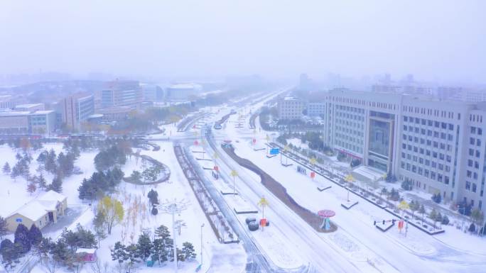 鄂尔多斯康巴什雪景城市