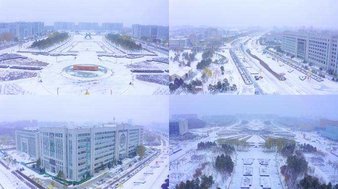 鄂尔多斯康巴什雪景城市