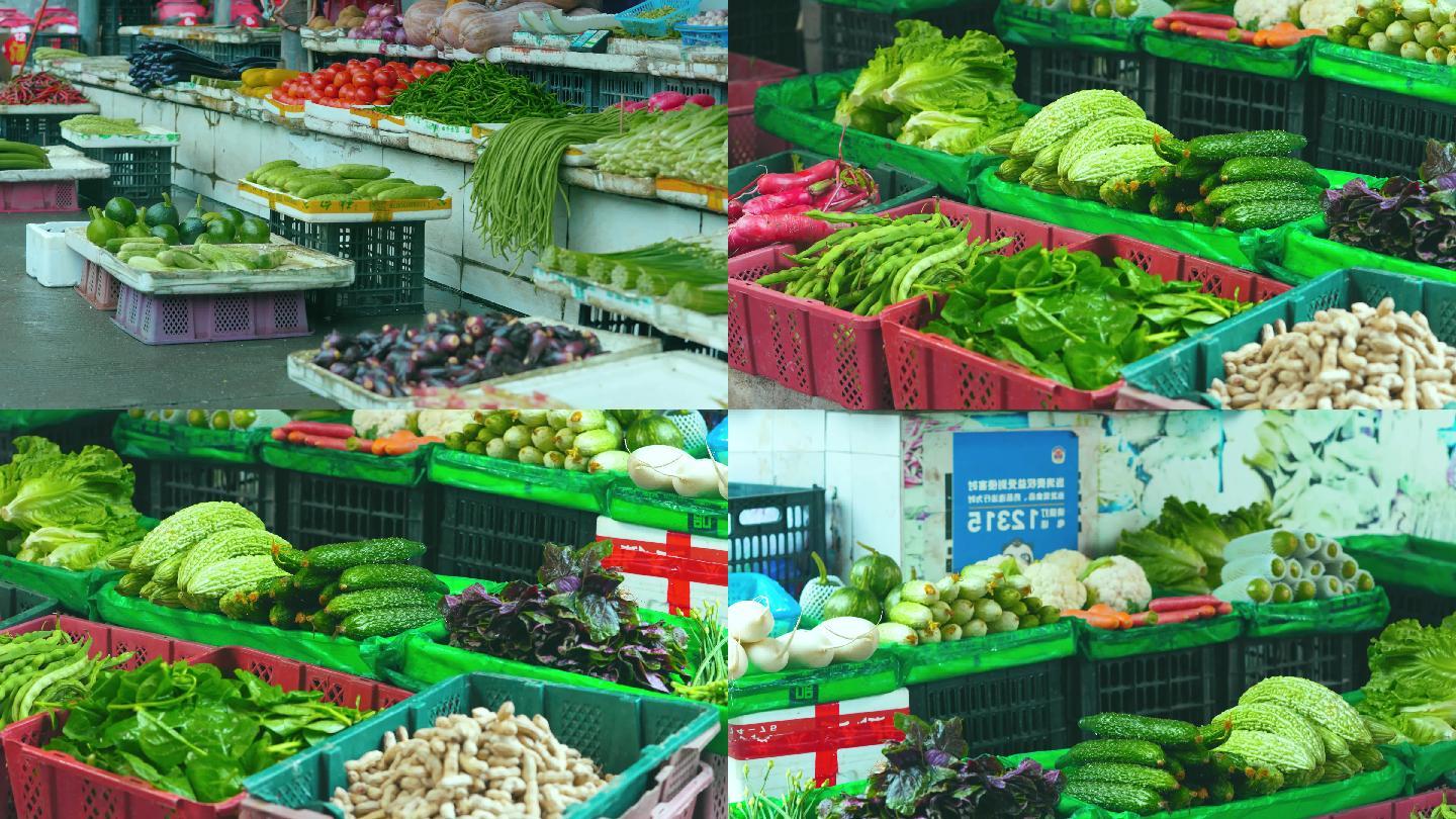 4K菜市场蔬菜摊视频素材