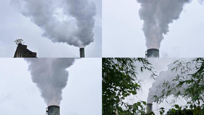 工业烟囱冒烟污染大气环保空气质量