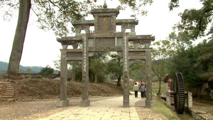 传统村落培田村牌楼黄昏