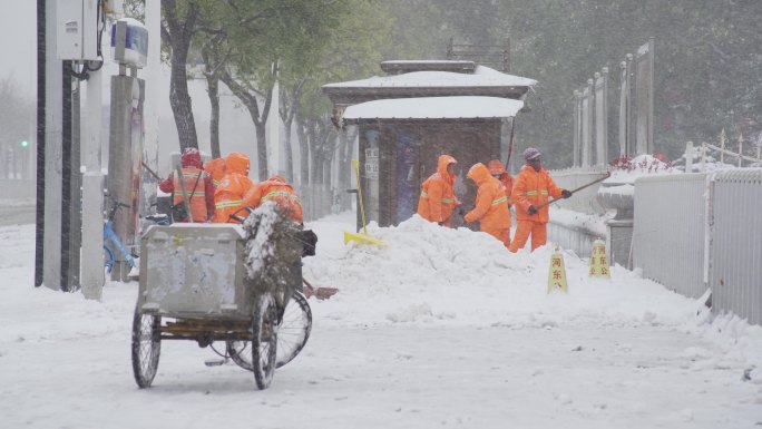 冬天城市下雪