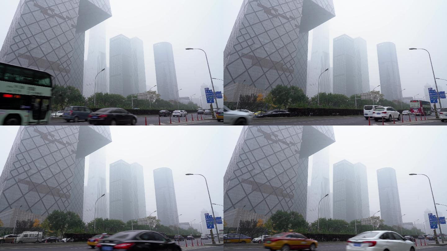 4K北京城市东三环大雾雾霾01