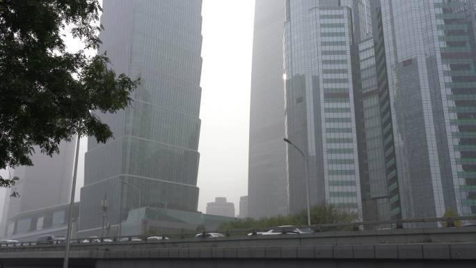 4K北京城市国贸cbd大雾雾霾04