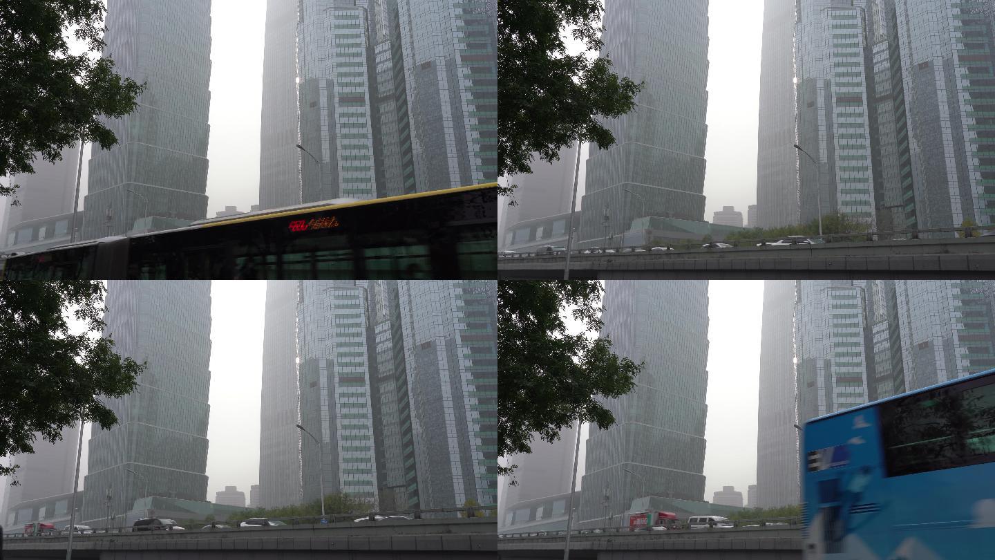 4K北京城市国贸cbd大雾雾霾04