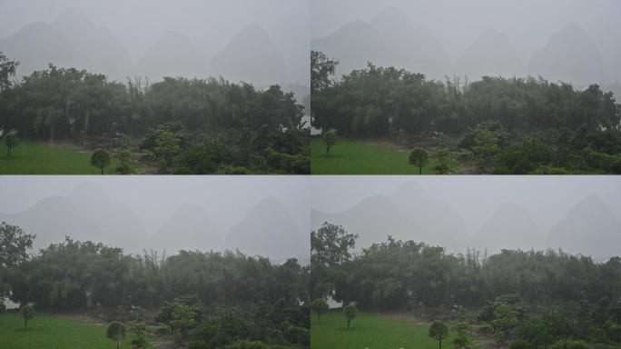 升格-雨景山景大雨朦胧景色