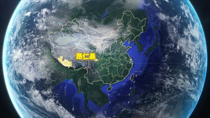 宇宙穿梭地球定位昂仁县-视频素材