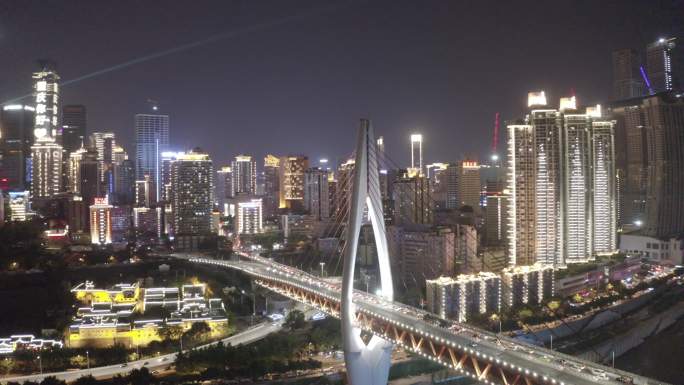 重庆东水门大桥夜景航拍，4k画质