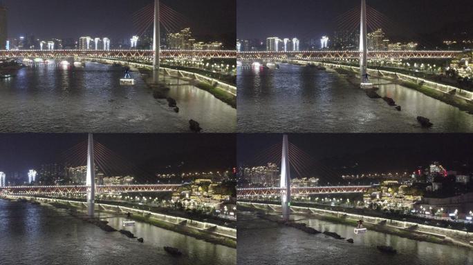 重庆索道夜景大景航拍，4k画质