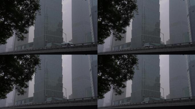 4K北京城市国贸cbd大雾雾霾09