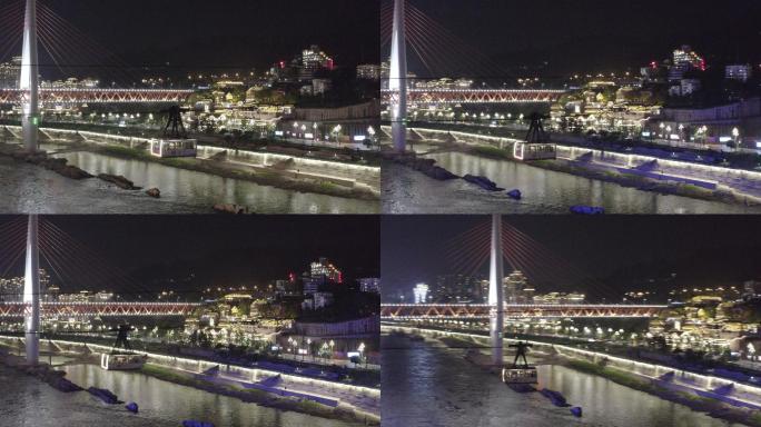 重庆夜景索道航拍，4k画质，无版权纠纷